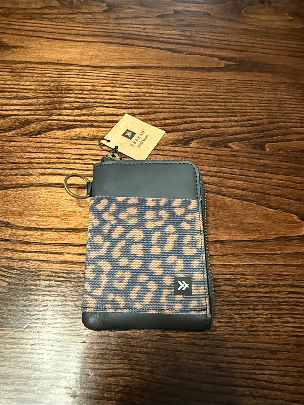 Leopard Print Compact Card Wallet - Brown and Black